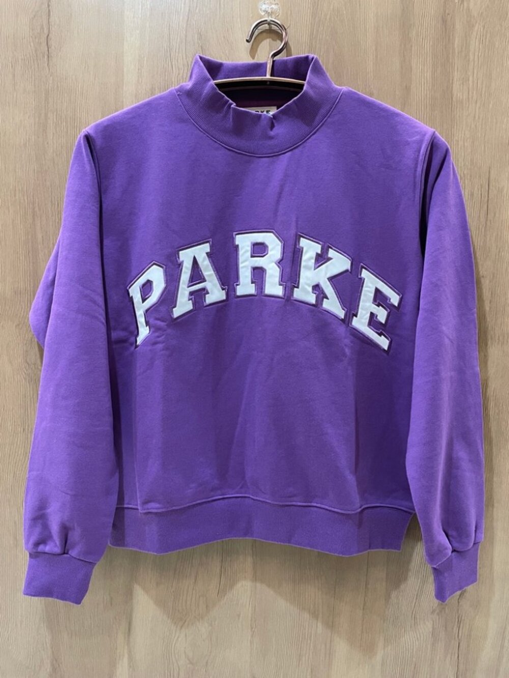 PARKE Purple Mock Neck Varsity Sweatshirt